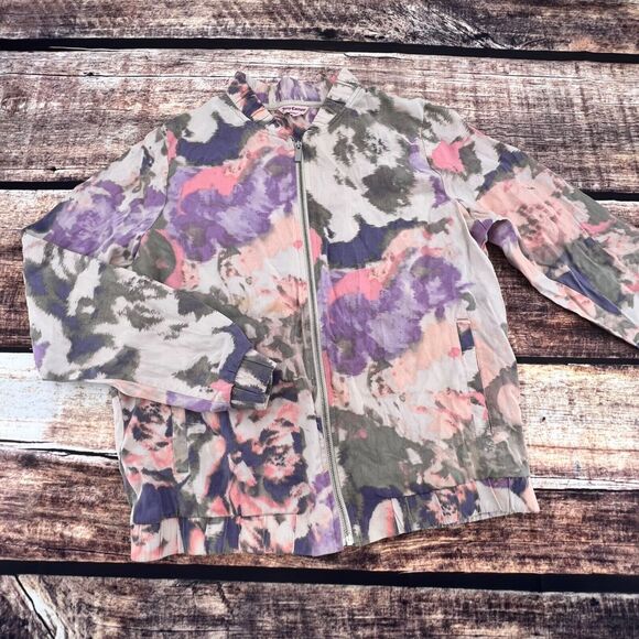 Juicy Couture Woman Jacket Medium Floral Zip Up Lightweight Long Sleeve - Picture 1 of 7